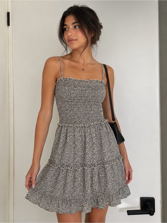 Jessica Simpson Dresses & Skirts - Jessica Simpson Black & White Smocked Tiered Mini Dress